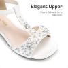 imageDREAM PAIRS Girls Sandals Ankle Strap TStrap Low Heel Pearl Bow Flower Pump Dress Wedding Party Shoes for Little KidBig KidIvory