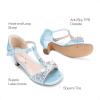 imageDREAM PAIRS Girls Sandals Ankle Strap TStrap Low Heel Pearl Bow Flower Pump Dress Wedding Party Shoes for Little KidBig KidLight Blue