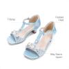imageDREAM PAIRS Girls Sandals Ankle Strap TStrap Low Heel Pearl Bow Flower Pump Dress Wedding Party Shoes for Little KidBig KidLight Blue