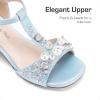 imageDREAM PAIRS Girls Sandals Ankle Strap TStrap Low Heel Pearl Bow Flower Pump Dress Wedding Party Shoes for Little KidBig KidLight Blue