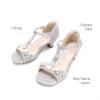 imageDREAM PAIRS Girls Sandals Ankle Strap TStrap Low Heel Pearl Bow Flower Pump Dress Wedding Party Shoes for Little KidBig KidSilver