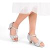 imageDREAM PAIRS Girls Sandals Ankle Strap TStrap Low Heel Pearl Bow Flower Pump Dress Wedding Party Shoes for Little KidBig KidSilver
