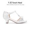imageDREAM PAIRS Girls Sandals Ankle Strap TStrap Low Heel Pearl Bow Flower Pump Dress Wedding Party Shoes for Little KidBig KidWhite