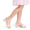 imageDREAM PAIRS Girls Sandals Chunky Pump Ankle Strap High Heels Dress Open Toe Flower Wedding Party for Little Big KidNude