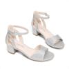 imageDREAM PAIRS Girls Sandals Chunky Pump Ankle Strap High Heels Dress Open Toe Flower Wedding Party for Little Big KidSilverglitter