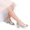 imageDREAM PAIRS Girls Sandals Chunky Pump Ankle Strap High Heels Dress Open Toe Flower Wedding Party for Little Big KidSilverglitter