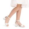 imageDREAM PAIRS Girls Sandals Chunky Pump Ankle Strap High Heels Dress Open Toe Flower Wedding Party for Little Big KidWhite