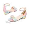 imageDREAM PAIRS Girls Sandals Low Heel Pump Ankle Strap Pearl Dress Flower Wedding Party Shoes for Little KidBig KidRainbowGlitter