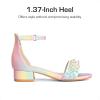 imageDREAM PAIRS Girls Sandals Low Heel Pump Ankle Strap Pearl Dress Flower Wedding Party Shoes for Little KidBig KidRainbowGlitter