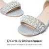imageDREAM PAIRS Girls Sandals Low Heel Pump Ankle Strap Pearl Dress Flower Wedding Party Shoes for Little KidBig KidSilverglitter