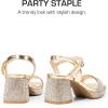 imageDREAM PAIRS Girls Sandals Open Toe Low Block Chunky Heels Sandals Party Dress Pumps Shoes for Little Big KidGold