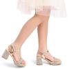 imageDREAM PAIRS Girls Sandals Open Toe Low Block Chunky Heels Sandals Party Dress Pumps Shoes for Little Big KidGold