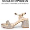 imageDREAM PAIRS Girls Sandals Open Toe Low Block Chunky Heels Sandals Party Dress Pumps Shoes for Little Big KidGold