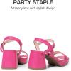 imageDREAM PAIRS Girls Sandals Open Toe Low Block Chunky Heels Sandals Party Dress Pumps Shoes for Little Big KidHot Pink