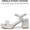 imageDREAM PAIRS Girls Sandals Open Toe Low Block Chunky Heels Sandals Party Dress Pumps Shoes for Little Big KidSilverglitter