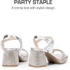 imageDREAM PAIRS Girls Sandals Open Toe Low Block Chunky Heels Sandals Party Dress Pumps Shoes for Little Big KidSilvermetallic