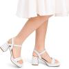 imageDREAM PAIRS Girls Sandals Open Toe Low Block Chunky Heels Sandals Party Dress Pumps Shoes for Little Big KidWhite