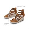 imageDREAM PAIRS Girls Wedge Sandals Flatform Open Toe Platform Sandals Espadrille Flower Wedding Party for Little KidBig KidBrown
