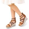 imageDREAM PAIRS Girls Wedge Sandals Flatform Open Toe Platform Sandals Espadrille Flower Wedding Party for Little KidBig KidBrown