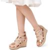 imageDREAM PAIRS Girls Wedge Sandals Flatform Open Toe Platform Sandals Espadrille Flower Wedding Party for Little KidBig KidChampagneglitter