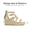 imageDREAM PAIRS Girls Wedge Sandals Flatform Open Toe Platform Sandals Espadrille Flower Wedding Party for Little KidBig KidGoldglitter