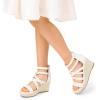 imageDREAM PAIRS Girls Wedge Sandals Flatform Open Toe Platform Sandals Espadrille Flower Wedding Party for Little KidBig KidIvory