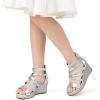 imageDREAM PAIRS Girls Wedge Sandals Flatform Open Toe Platform Sandals Espadrille Flower Wedding Party for Little KidBig KidSilverglitter