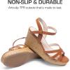 imageDREAM PAIRS Girls Wedge Sandals Flatform Open Toe Summer Platform Sandals Flower Wedding Party for Little KidBig KidBrown