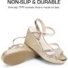 imageDREAM PAIRS Girls Wedge Sandals Flatform Open Toe Summer Platform Sandals Flower Wedding Party for Little KidBig KidGold
