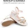 imageDREAM PAIRS Girls Wedge Sandals Flatform Open Toe Summer Platform Sandals Flower Wedding Party for Little KidBig KidIvory