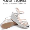 imageDREAM PAIRS Girls Wedge Sandals Flatform Open Toe Summer Platform Sandals Flower Wedding Party for Little KidBig KidSilver