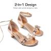 imageDREAM PAIRS Lace Up Low Heel Sandals for Girls Ankle Strap Dress Pump Strappy Gladiator Wedding Party Shoes for Little KidBig KidChampagneGold