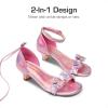 imageDREAM PAIRS Lace Up Low Heel Sandals for Girls Ankle Strap Dress Pump Strappy Gladiator Wedding Party Shoes for Little KidBig KidPink