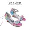 imageDREAM PAIRS Lace Up Low Heel Sandals for Girls Ankle Strap Dress Pump Strappy Gladiator Wedding Party Shoes for Little KidBig KidRainbow