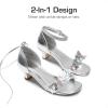 imageDREAM PAIRS Lace Up Low Heel Sandals for Girls Ankle Strap Dress Pump Strappy Gladiator Wedding Party Shoes for Little KidBig KidSilver