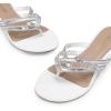 imageDREAM PAIRS Womens Fashion Rhinestones Design Slides SandalsWhite
