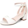 imageDREAM PAIRS Girls Sandals Chunky Pump Ankle Strap High Heels Dress Open Toe Flower Wedding Party for Little Big KidWhite