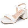 imageDREAM PAIRS Girls Sandals Open Toe Low Block Chunky Heels Sandals Party Dress Pumps Shoes for Little Big KidWhite