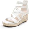 imageDREAM PAIRS Girls Wedge Sandals Flatform Open Toe Platform Sandals Espadrille Flower Wedding Party for Little KidBig KidAll White