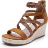 imageDREAM PAIRS Girls Wedge Sandals Flatform Open Toe Platform Sandals Espadrille Flower Wedding Party for Little KidBig KidBrown