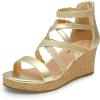 imageDREAM PAIRS Girls Wedge Sandals Flatform Open Toe Platform Sandals Espadrille Flower Wedding Party for Little KidBig KidGold