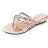 imageDREAM PAIRS Womens Fashion Rhinestones Design Slides SandalsChampagneGoldpu
