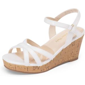 imageDREAM PAIRS Girls Wedge Sandals Flatform Open Toe Summer Platform Sandals Flower Wedding Party for Little KidBig KidWhite
