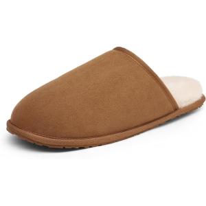 imageDREAM PAIRS Mens Avalon Scuff Slip on Fuzzy Faux Wool Lining Warm Indoor Outdoor House Slippers TanSize 11