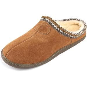 imageDREAM PAIRS Mens MUFFY01 Scuff Slip on Fuzzy Faux Wool Lining Warm Indoor Outdoor House Slippers Tan Size 10
