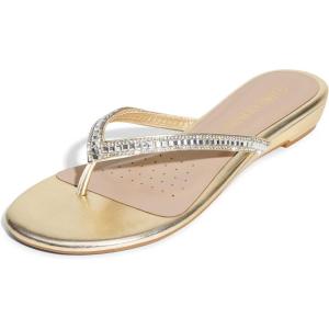 imageDREAM PAIRS Womens Fashion Rhinestones Design Slides SandalsGoldglitter