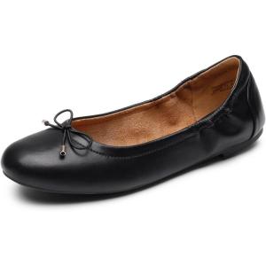 imageDREAM PAIRS Womens Sdfa2310w Black Ballet Comfortable Flats Dress Round Toe Foldable Soft Casual Slip On Work Flat Shoes with Bowknot Black Size 8