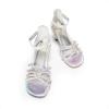imageDREAM PAIRS Girls Dress Shoes Sandals Low Heels Ankle Strap Flower Wedding Party Shoes for Little KidBig KidSilver