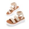 imageDREAM PAIRS Girls Flatform Wedge Open Toe Platform Summer Sandals with Buckle Ankle Strap for Little KidBig KidBeige
