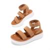 imageDREAM PAIRS Girls Flatform Wedge Open Toe Platform Summer Sandals with Buckle Ankle Strap for Little KidBig KidBrown